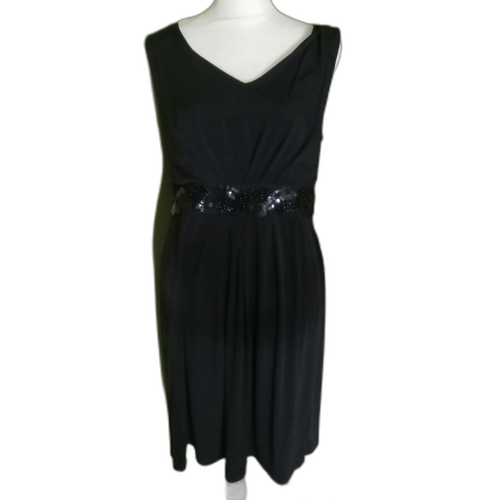 Agb Dress size 12 Womens black sequins defined waist FLAWED seam busted damaged
